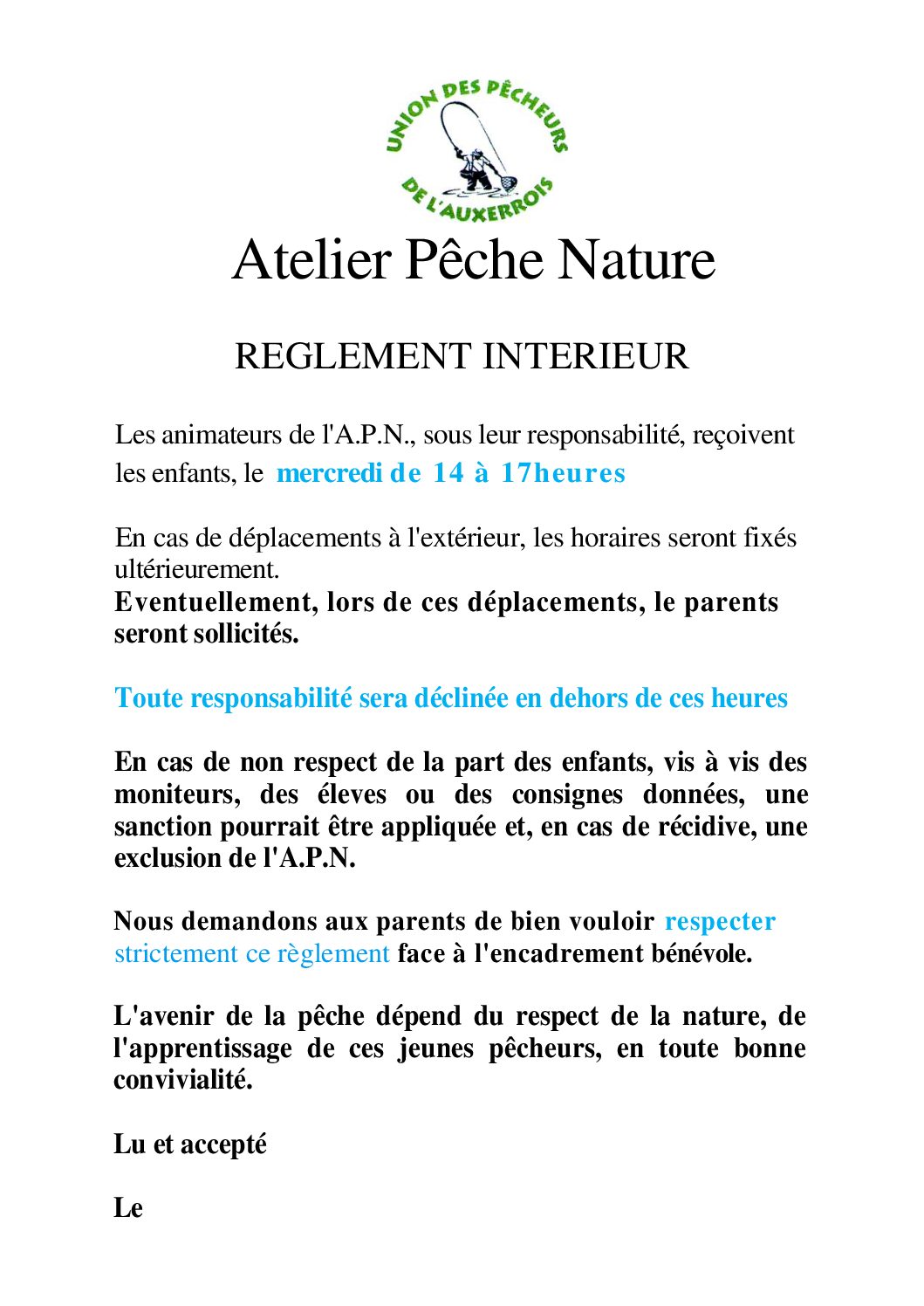 Reglement interieur